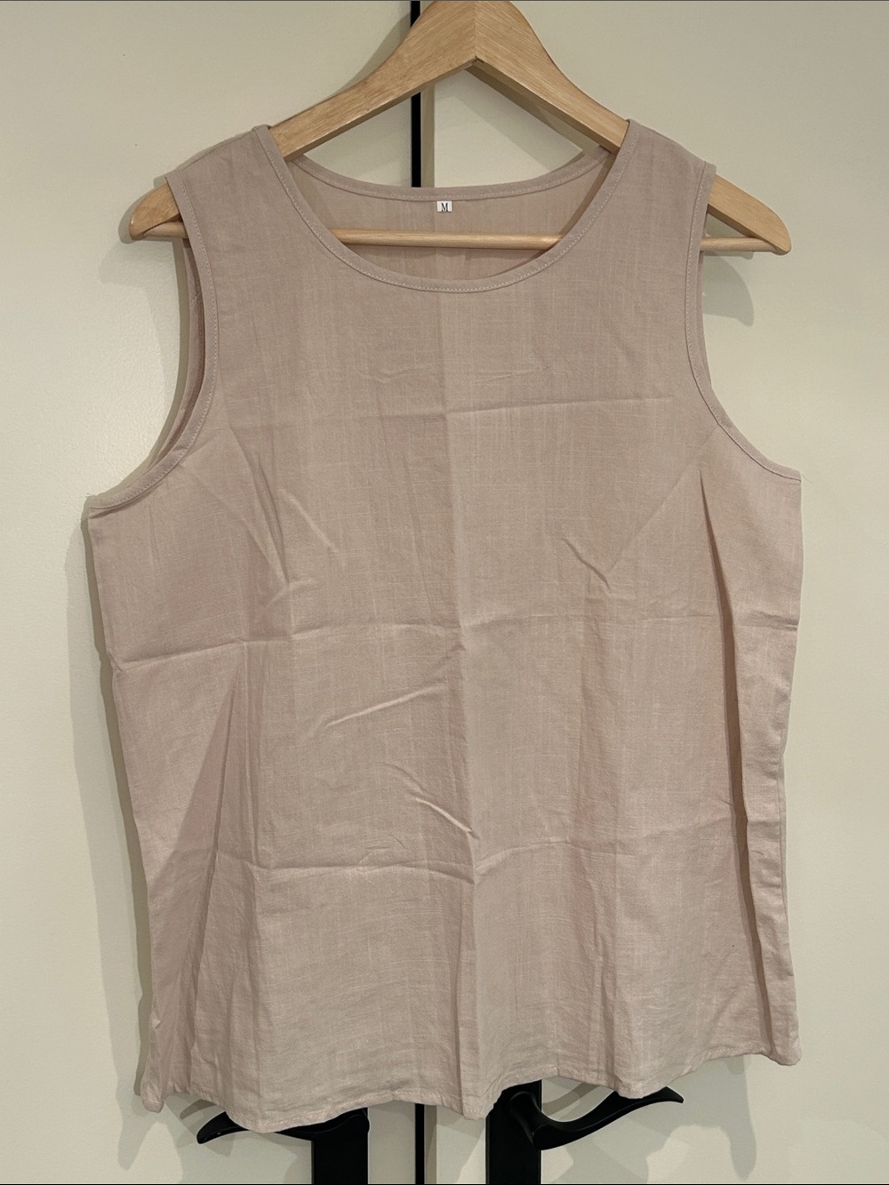Classic Blush Sleeveless Linen-Blend Tank